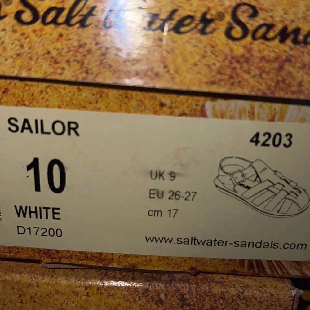 AUTH NIB Salt Water Sandal by Hoy Shoes Sun-San - Sailors WHITE